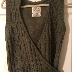 Olive Sweater Vest Tie Waist
